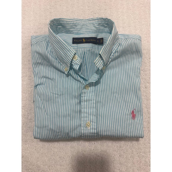 Ralph Lauren Polo Striped Button Down Pink Pony Large - Picture 2 of 6